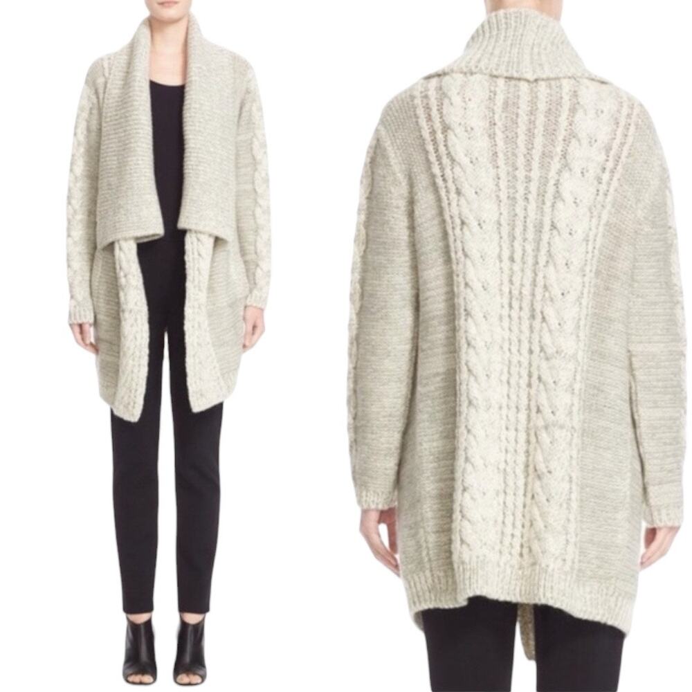 Yigal Azrouël Oat Cable Knit Merino Wool Coatigan XS